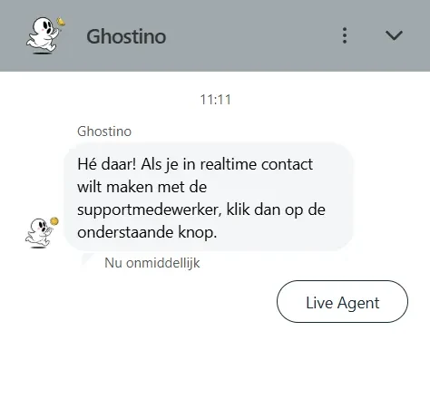 Ghostino: livechat met de klantenservice