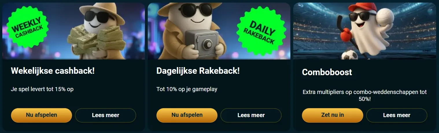 Ghostino: wekelijkse cashback, dagelijkse rakeback en Comboboost